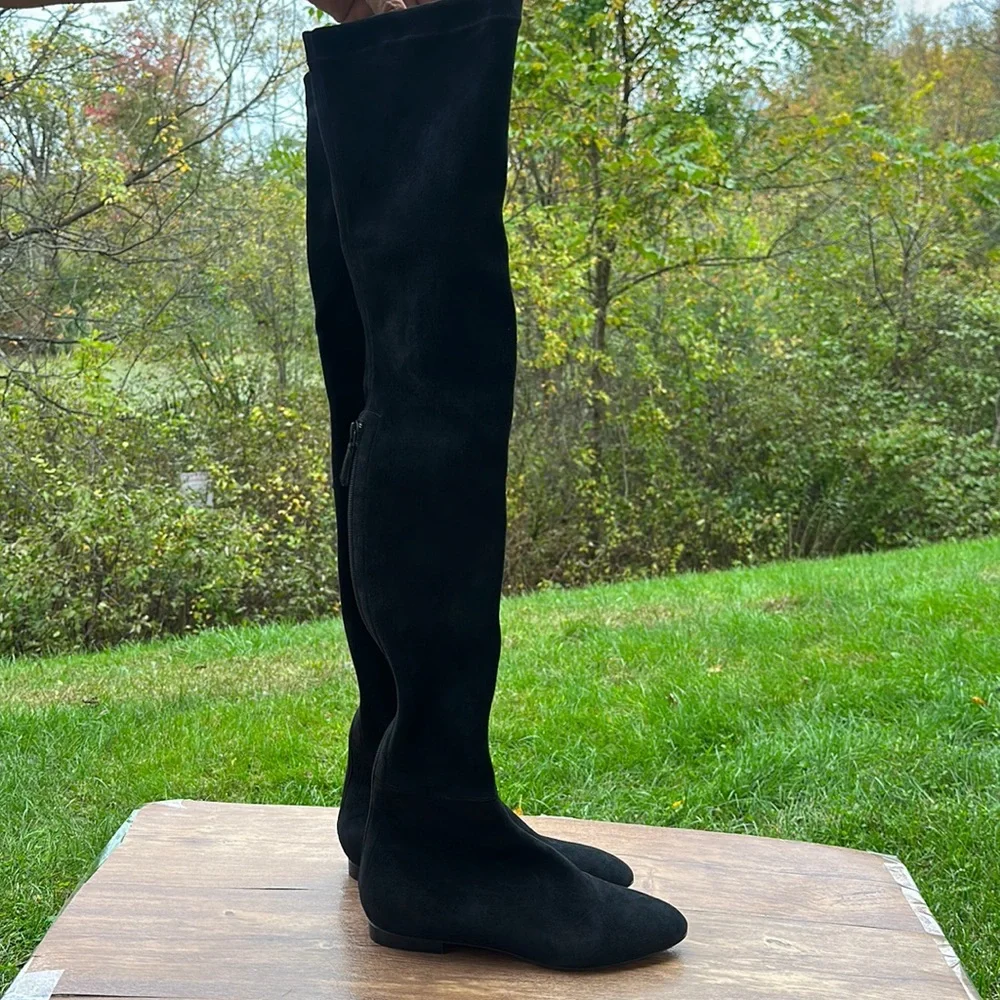 Brian Atwood Women Boot Over The Knee Thigh High Size 6 Pointed Black Suede